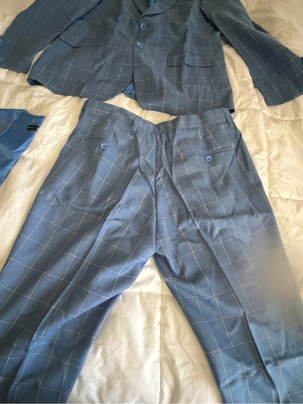Slim Fit Blue Windowpane 3-Piece Suit - Picture 8 of 15